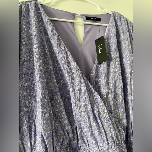 LuLu’s Weekend Charm Lilac Floral Plisse Belted Balloon Sleeve Romper Playsuit - Picture 6 of 6